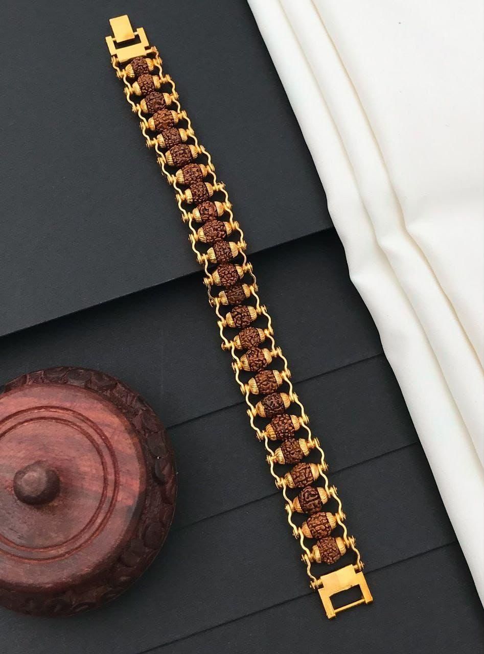Original 5 Mukhi Modern Rudraksha Bracelet With Gold Plating.